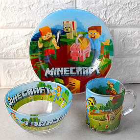 Набір дитячого посуду 3 предмета Minecraft (майнкрафт), подарунок хлопчикові, фото 4
