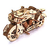 Дерев'яний конструктор Мотоцикл з коляскою UnityWood «Moto R Sahara» 3D пазл 129 деталей 17*13*8 см (UW-005), фото 5