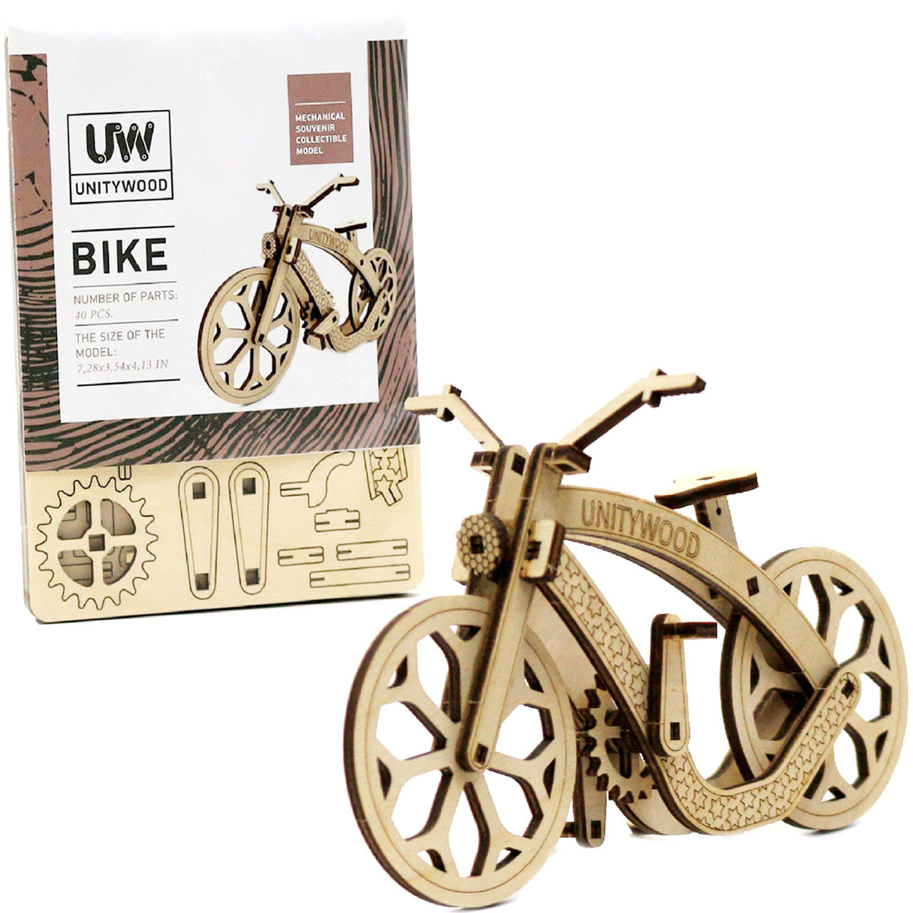 Дерев'яний конструктор Велосипед Unitywood, 40 деталей, 18,5 * 9 * 10,5 см (UW-006)