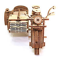 Дерев'яний конструктор Мотоцикл з коляскою UnityWood «Moto R Sahara» 3D пазл 129 деталей 17*13*8 см (UW-005), фото 3