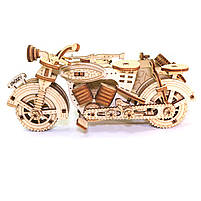 Дерев'яний конструктор Мотоцикл з коляскою UnityWood «Moto R Sahara» 3D пазл 129 деталей 17*13*8 см (UW-005), фото 5