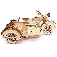 Дерев'яний конструктор Мотоцикл з коляскою UnityWood «Moto R Sahara» 3D пазл 129 деталей 17*13*8 см (UW-005), фото 7