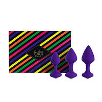 Набір силіконових анальних пробок FeelzToys - Bibi Butt Plug Set 3 pcs Purple Feromon