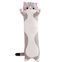 Плюшевый кот RESTEQ серого цвета 45 см. Плюшевая мягкая игрушка Кот. Игрушка Кот. Игрушка-подушка кот