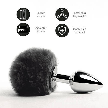 Анальна пробка FeelzToys - Bunny Tails Butt Plug Black SO5063, фото 2