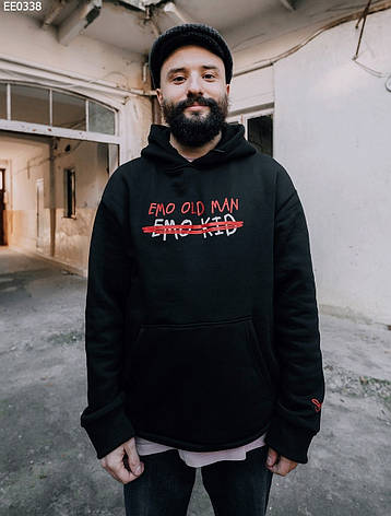 Толстовка чоловіча худі осінь/зима Staff & Gorobyna old man fleece чорний EE0338, фото 2