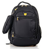 Рюкзак тканевый черный для мальчика школьный для ноутбука подростковый 2 отдела 45*34 см Power In Eavas 5143