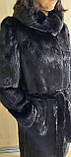 Норкова шуба натуральна довжина 107 см чорна з капюшоном шуба з хутра шуба норка натуральна, фото 2