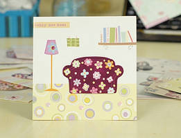 Дизайнерська подвійна листівка з аплікацією 16х16 см