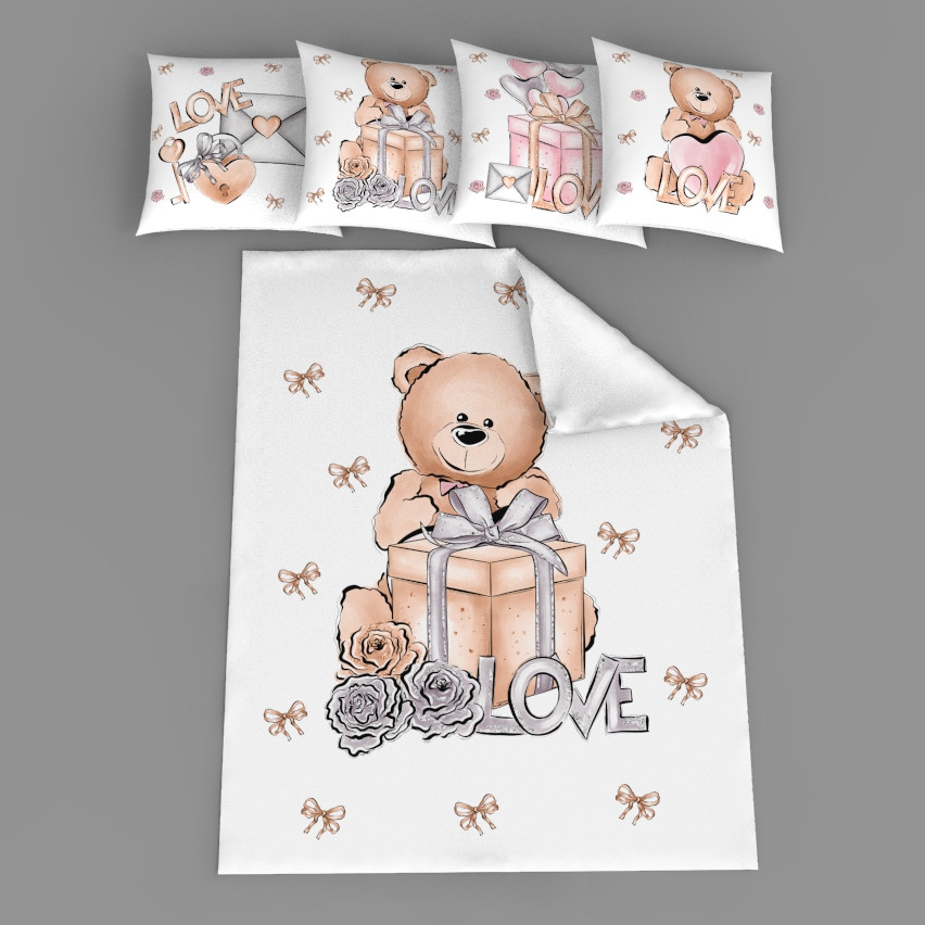 Набір сатинових панелей "Ведмедик з подарком love", фото 1