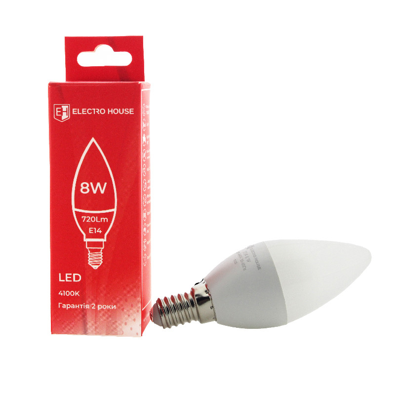 LED лампа С37 8Вт E14 4100К 720 Лм 180-260 В