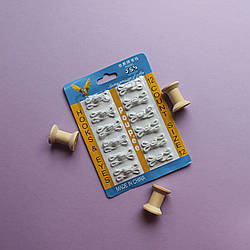 Білий гачок №12, обтягнутий тканиною для одягу, пришивних / колір білий / 30 * 13 мм / упаковка 12 шт