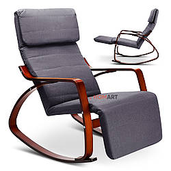 Крісло-гойдалка Homart HMRC-025 сірий з темним деревом (9305)