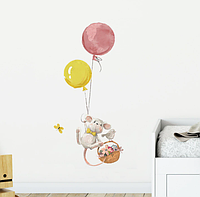 Виниловая наклейка на стену Мышка на воздушных шариках (лист 25 х 70 см) Б194-20