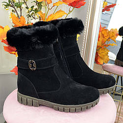 Підліткові черевики замшеві на потовщеній підошві, для дівчаток