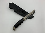 Ніж ручної роботи для полювання та риболовлі туристичний «Хижак #1» дамаська сталь з шкіряними піхвами, фото 2