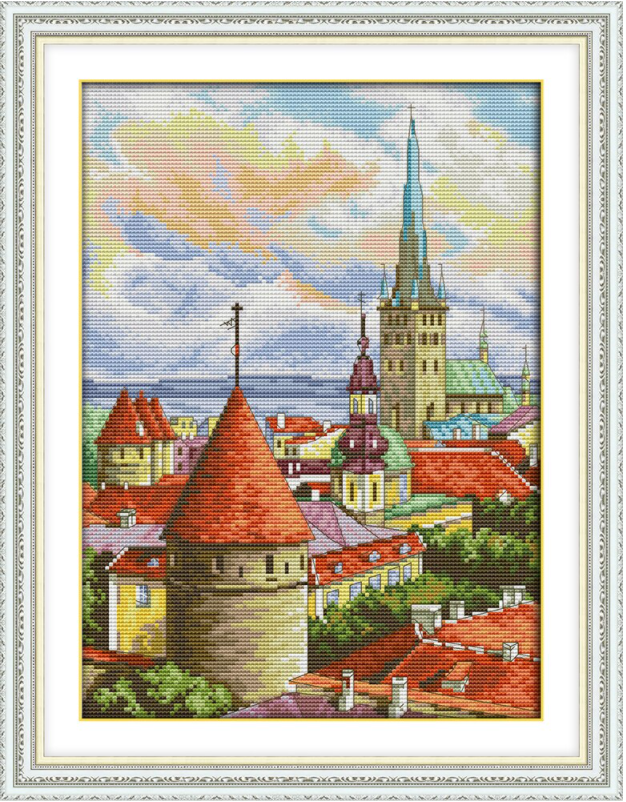Набір для вишивання за нанесеною на канву схемою "Church 2" . AIDA 14CT printed, 29*38 см