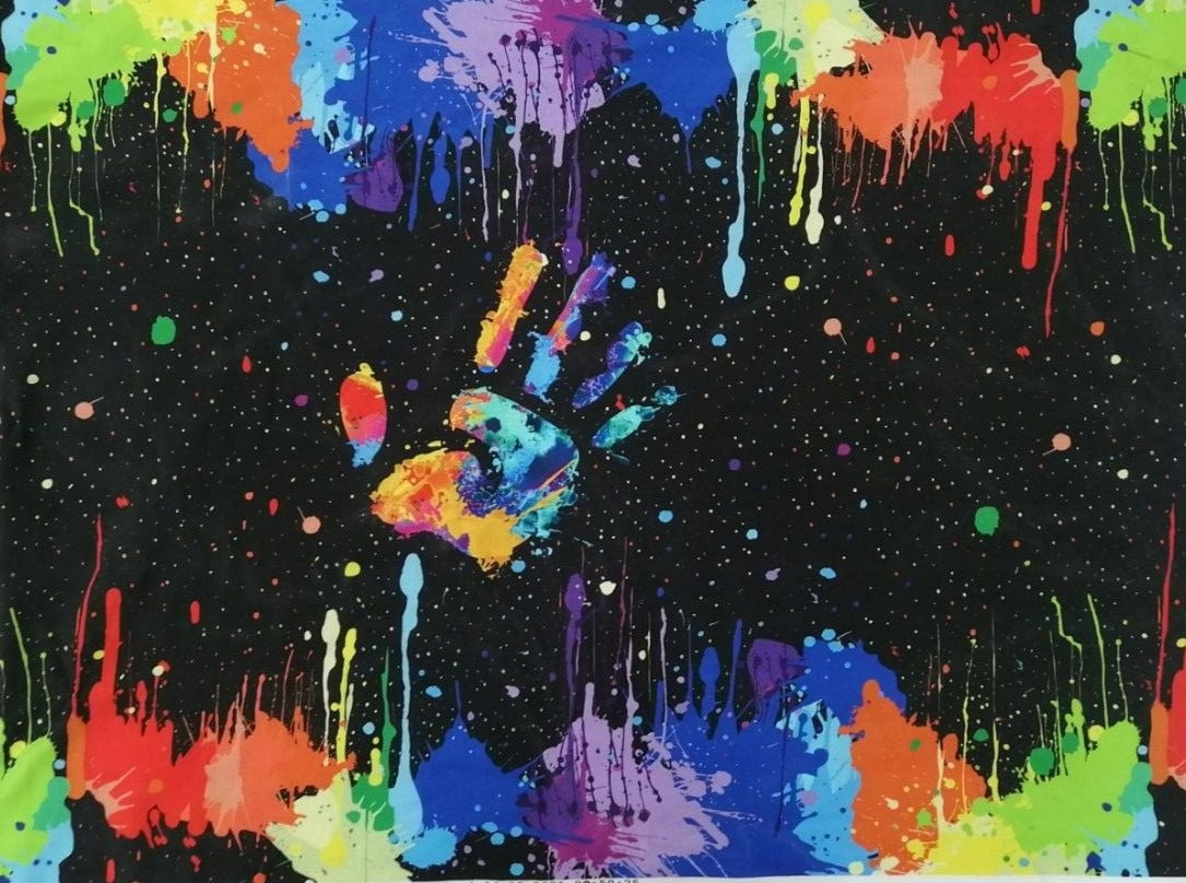 Футер двонитка купон принт "Кольорова п'ять"-70*180 см. (диджитал). Присутня незначна світла смужка