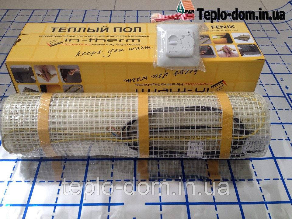 Надійний електричний мат для теплої підлоги Ін-Терм , 13,9 м2 (Комплект з механічним регулятором)