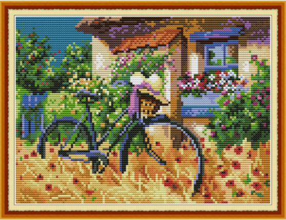 Набір для вишивання за нанесеною на канву схемою "Bicycle". AIDA 14CT printed 29*21 см