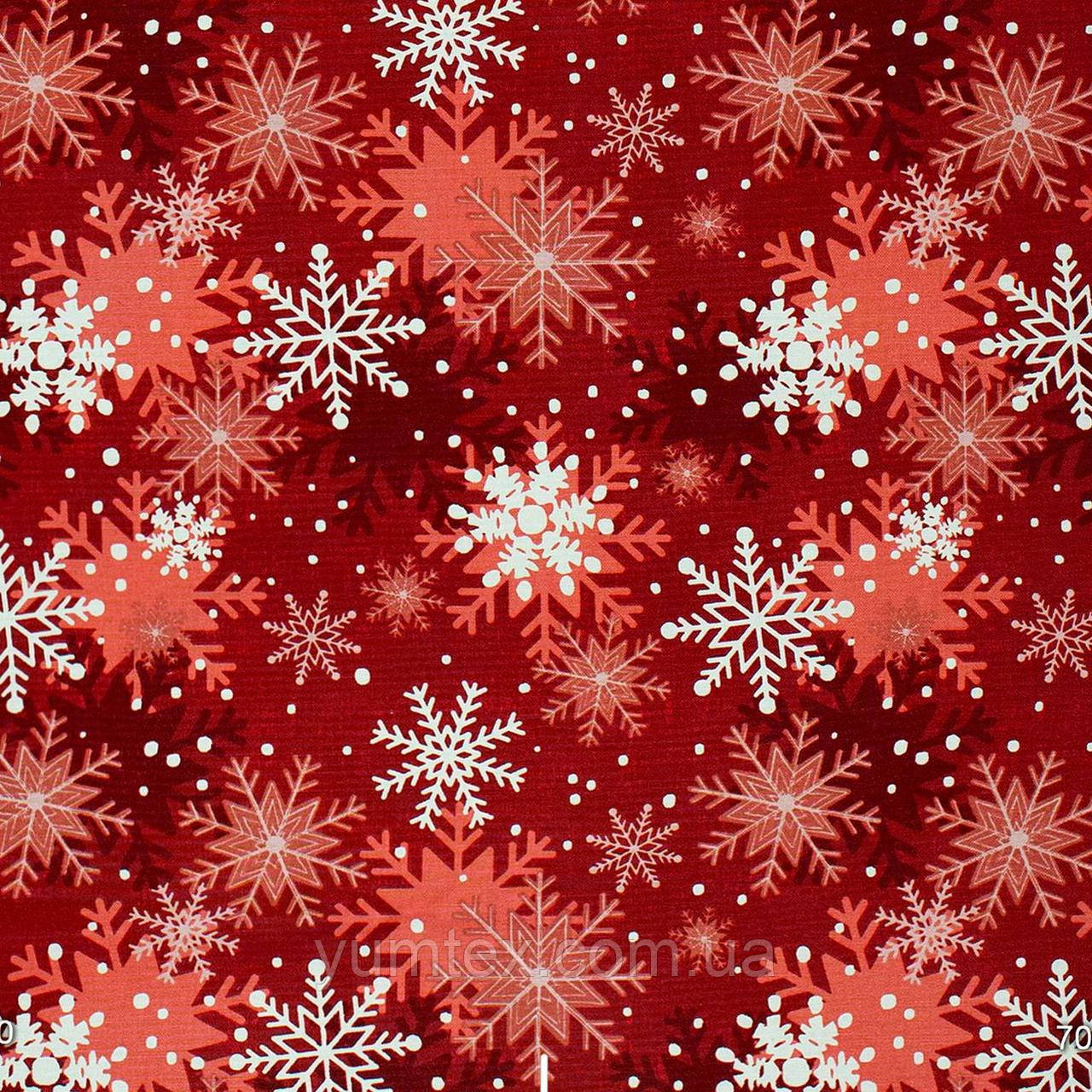 НОВОРІЧНА ДЕКОРАТИВНА ТКАНИНА для скатертин ранеров серветок і декору ЧЕРВОНИЙ КВІТКА, фото 1