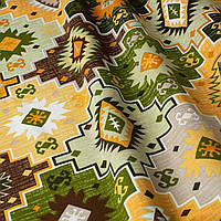 Ткань хлопок для скатерти, штор, римских штор, покрывал мозаика желто-зеленая