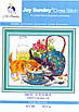 Набір для вишивання за нанесеною на канву схемою "Curious cat". AIDA 14CT printed 30*27 см, фото 2