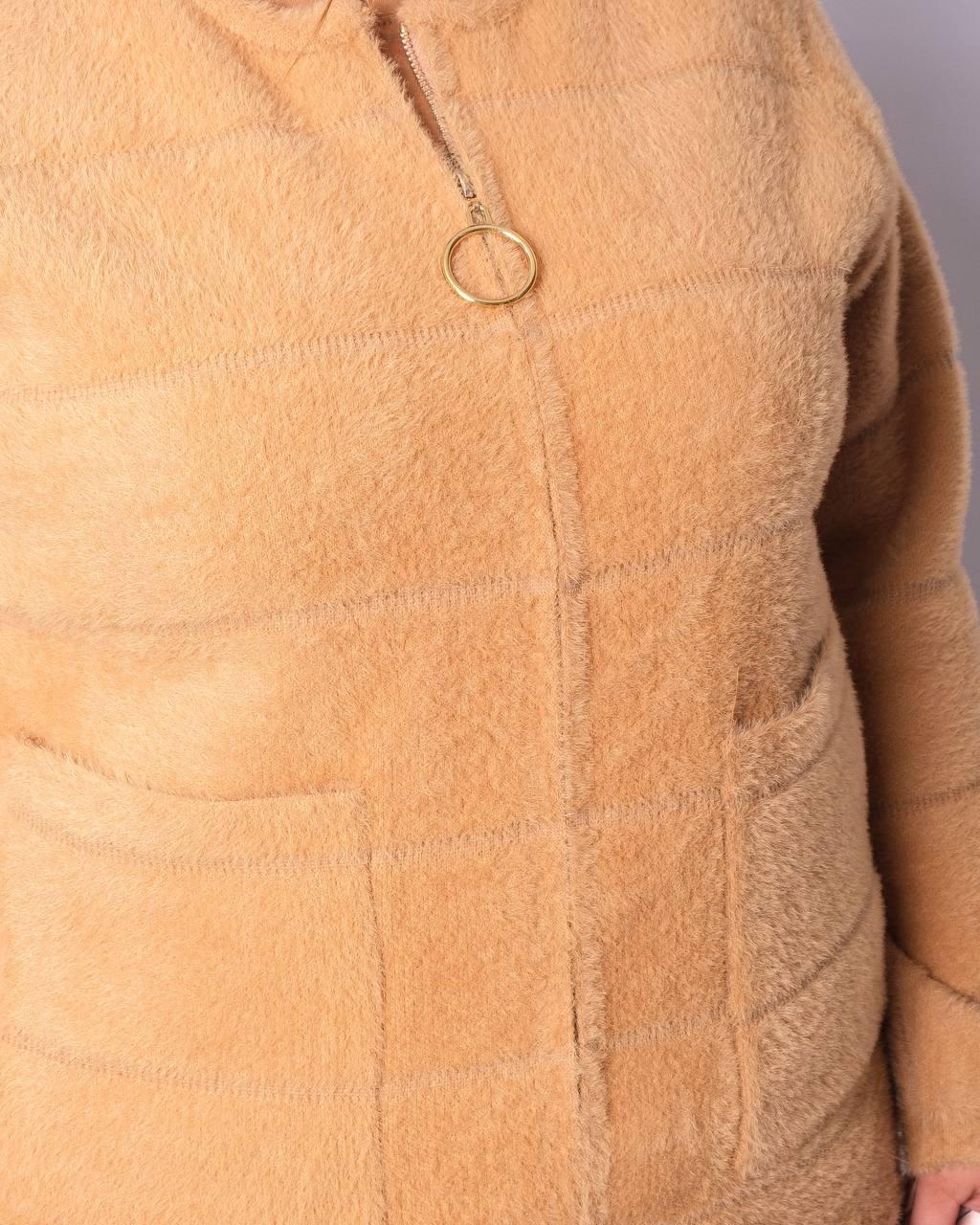 Женское меховое короткое пальто-пиджак больших размеров из шерсти альпаки оверсайз р.48-54. Арт-3659/39 - фото 5 - id-p1494349518