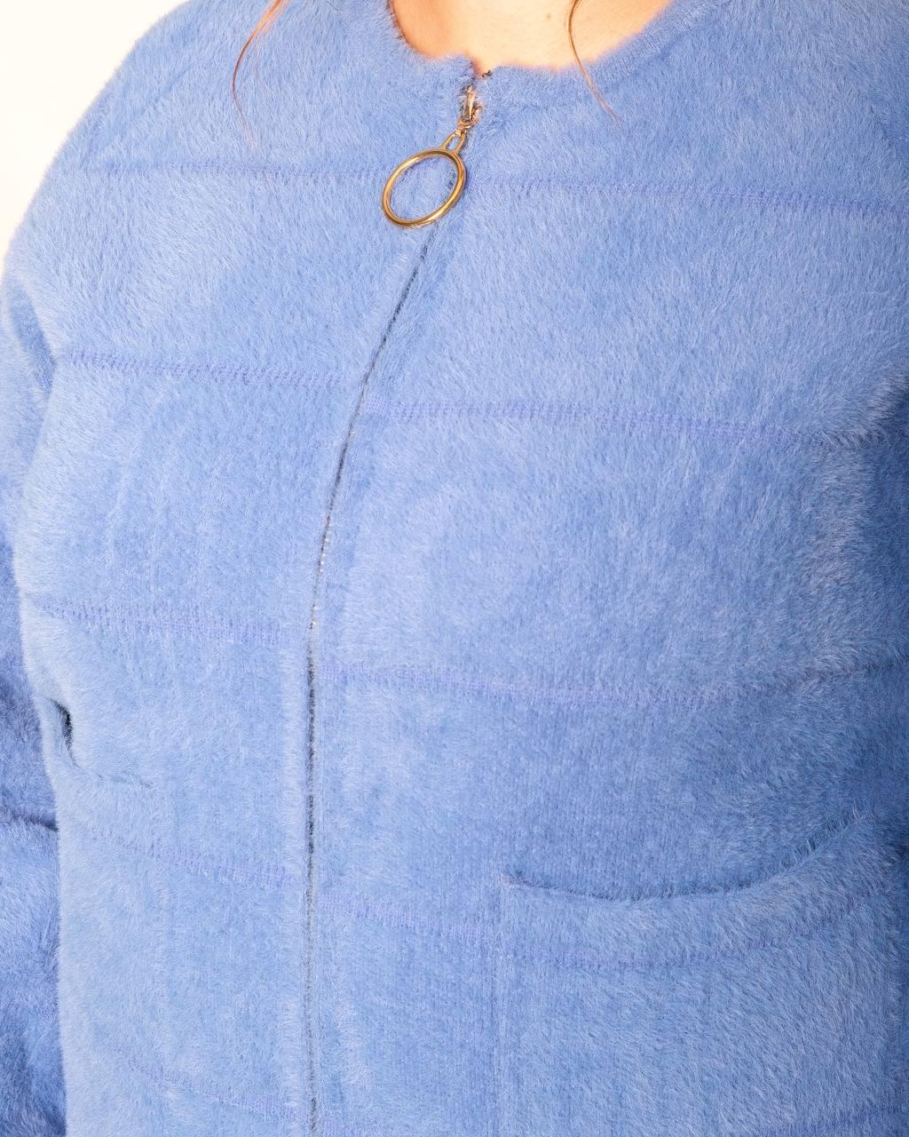 Женское меховое короткое пальто-пиджак больших размеров из шерсти альпаки оверсайз р.48-54. Арт-3659/39 - фото 3 - id-p1494349518