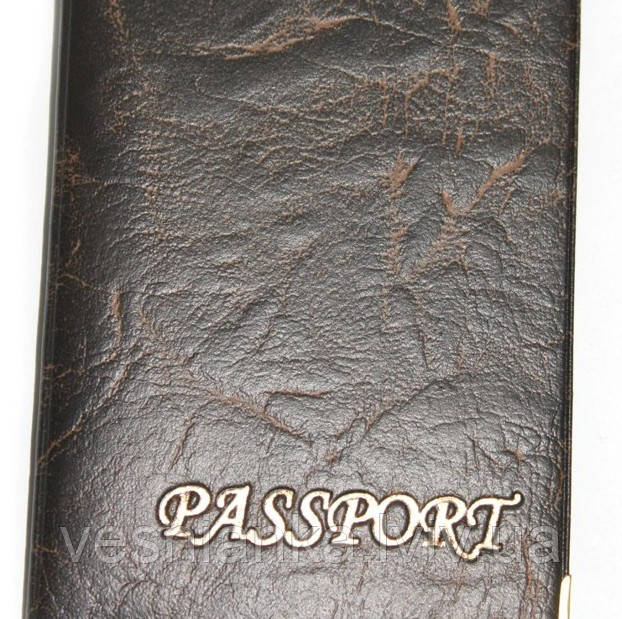 Обкладинка на закордонний паспорт "Passport", шкірзамінник з тисненням золотом, фото 1