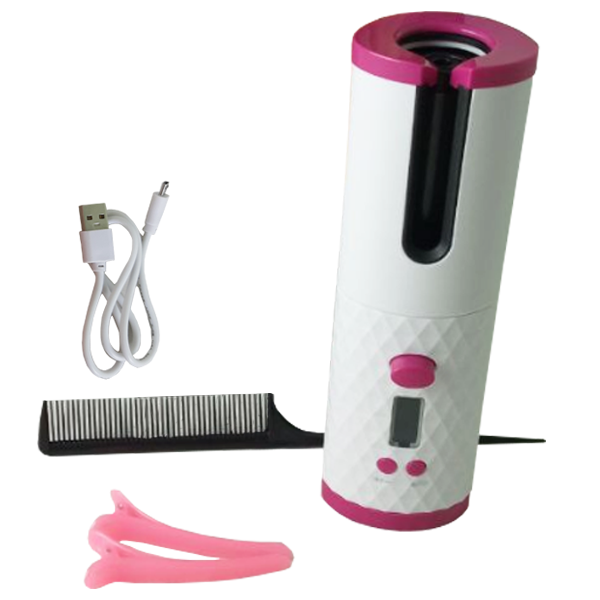 Бездротова плойка для завивання волосся Ramindong Hair curler RD-060 Біла з рожевим