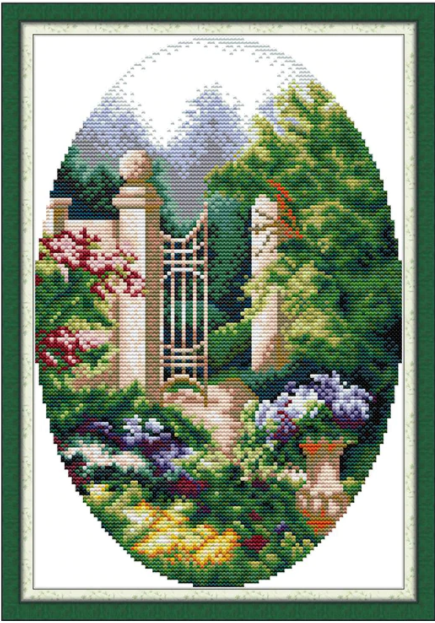 Набір для вишивання за нанесеною на канву схемою "Garden corner 5". AIDA 14CT printed 25*34 см, фото 1
