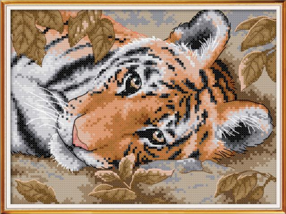 Набір для вишивання за нанесеною на канву схемою "A Lying Tiger". AIDA 14CT printed 29*21 см