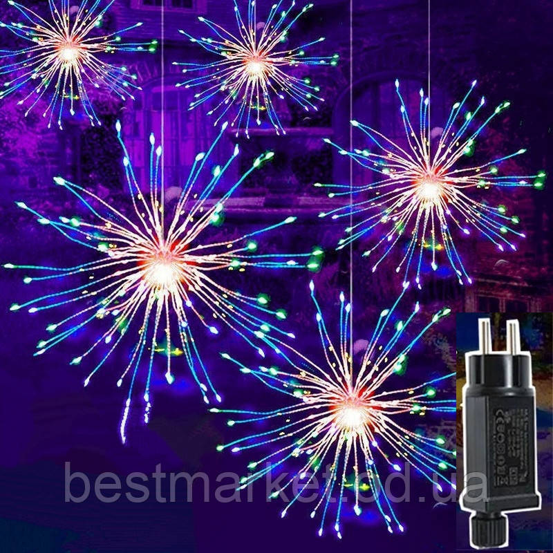 Світлодіодна Гірлянда Штора Феєрверк 5 Пучків 5 м Мульти пр/пр 220w