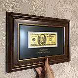 Панно "Банкнота 100 USD (долар) США" золото 33х23 см, фото 4