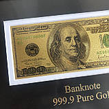 Панно "Банкнота 100 USD (долар) США" золото 33х23 см, фото 3