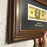 Панно "Банкнота 100 USD (долар) США" золото 33х23 см, фото 7