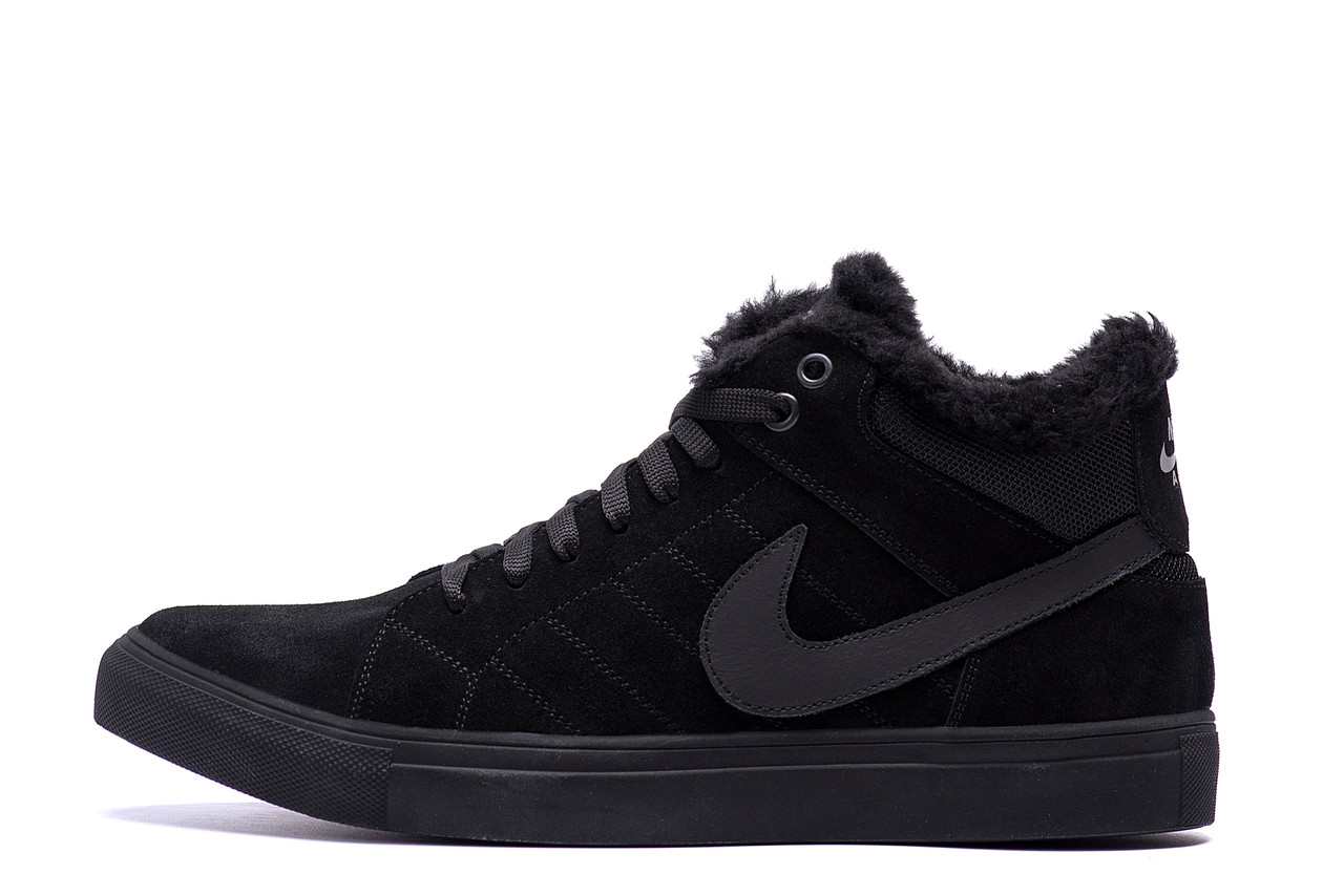Чоловічі зимові шкіряні черевики Nike Black, фото 1