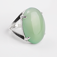 Агат зеленый серебряное кольцо, 25*18 мм., 1985КА