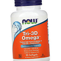 Омега 3 и витамин Д NOW Foods Tri-3D Omega-3 90 гел капсул