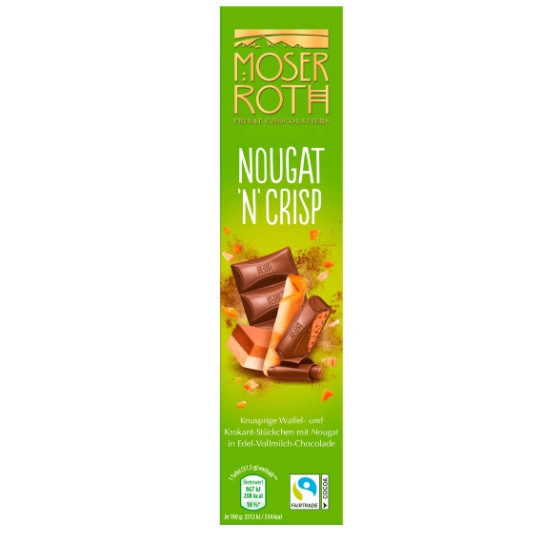 Шоколад Молочний з Нугою і Криспами Мозер Рот Moser Roth Nougat & Crisp 75 г Німеччина, фото 1