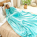 Теплий темно-синій плед 200*180см з плюшевою махри, фото 7