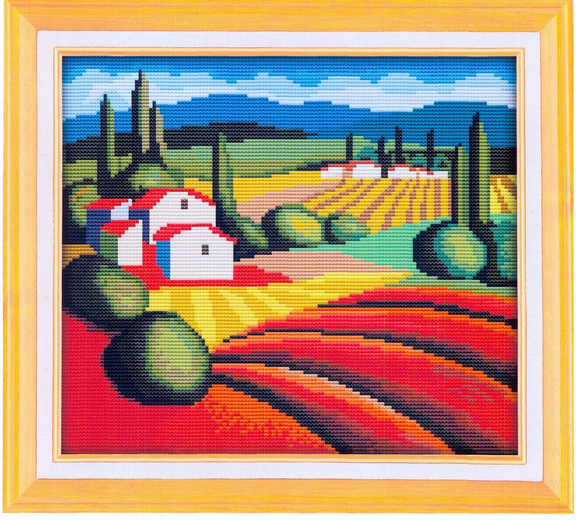 Набір для вишивання за нанесеною на канву схемою "The fall of the countryside". AIDA 14CT printed 31*28 см