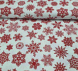 НОВОРІЧНА ДЕКОРАТИВНА ТКАНИНА для скатертин ранеров серветок і декору ЧЕРВОНИЙ КВІТКА, фото 2
