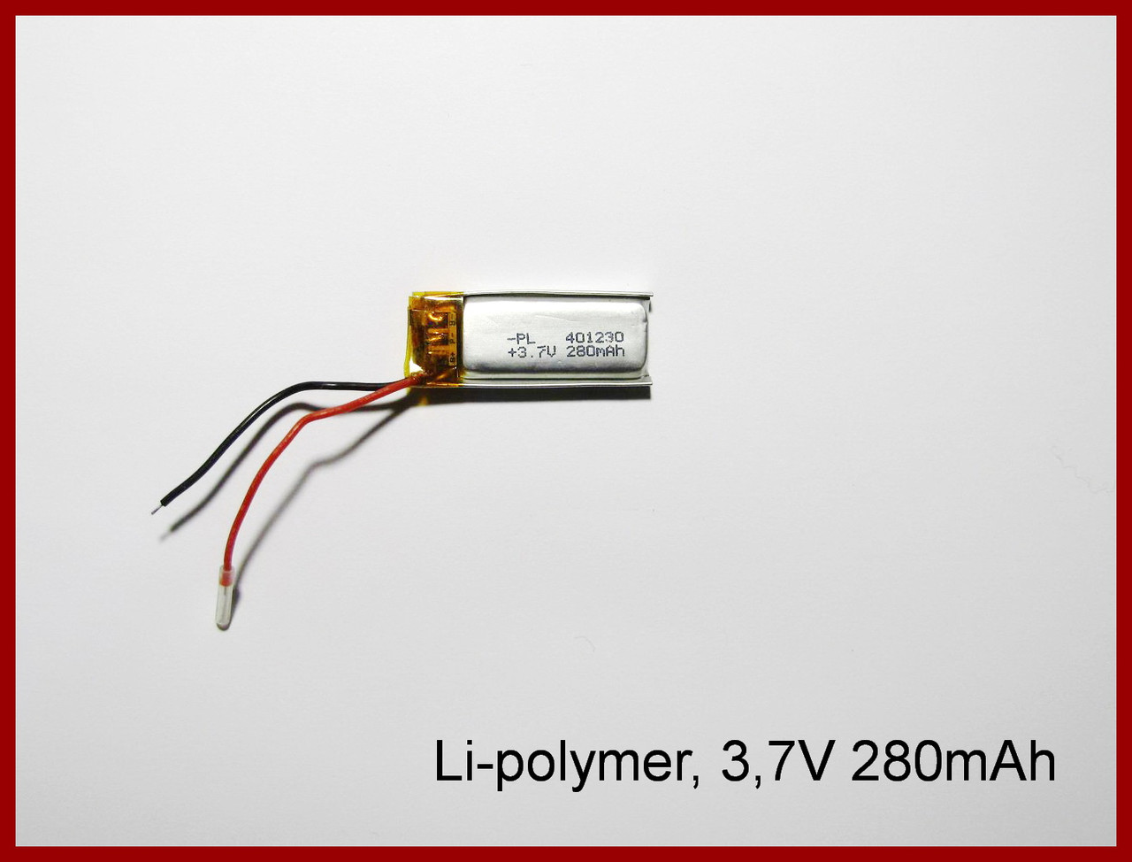 Акумулятор літієво-полімерний Li-polimer, 3.7 В, 280 мА.год