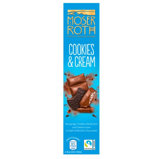 Шоколад Молочний з Печивом і Кремом Мозер Рот Moser Roth Cookies & Cream 75 г Німеччина, фото 1