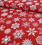 НОВОРІЧНА ДЕКОРАТИВНА ТКАНИНА для скатертин ранеров серветок і декору ЧЕРВОНИЙ КВІТКА, фото 2