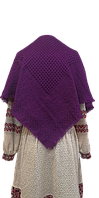 Вязаный женский платок однотонный 80*80 фиолетовый
