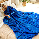 Теплий темно-синій плед 200*180см з плюшевою махри, фото 5