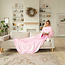 Теплий пухнастий рожевий плед з рукавами, рукоплед з плюшевою махри, фото 4